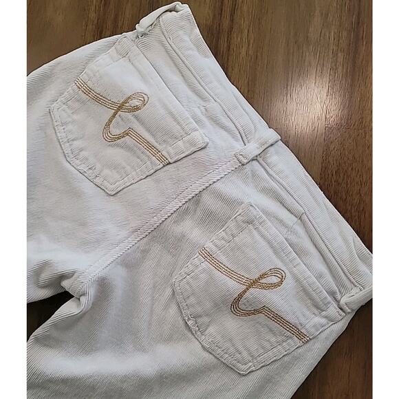 VTG Y2K Bebe Minimalist Corduroy Low Rise Bootcut Jeans Size 26 Ivory USA EUC - Picture 1 of 10